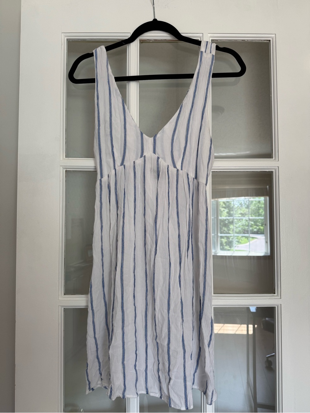 American Eagle Outfitters White Dress with Blue Stripes